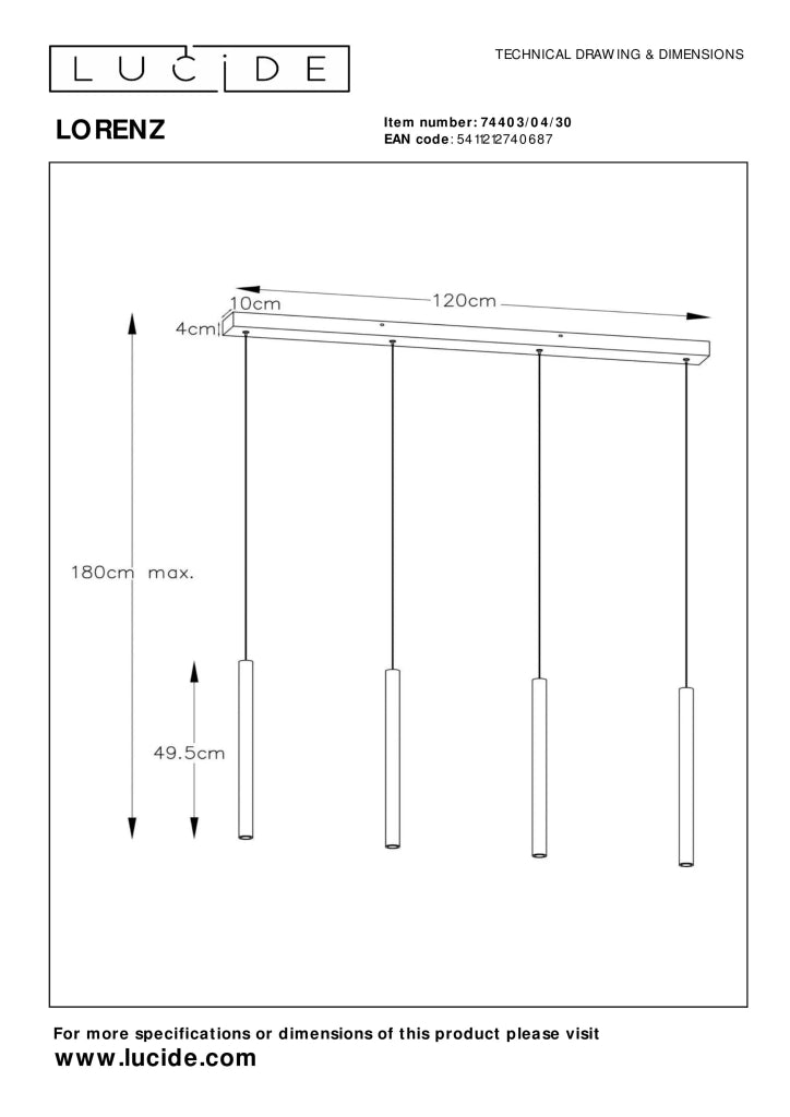 Lampada a sospensione Lorenz Lucide nera LED 16W dimmerabile