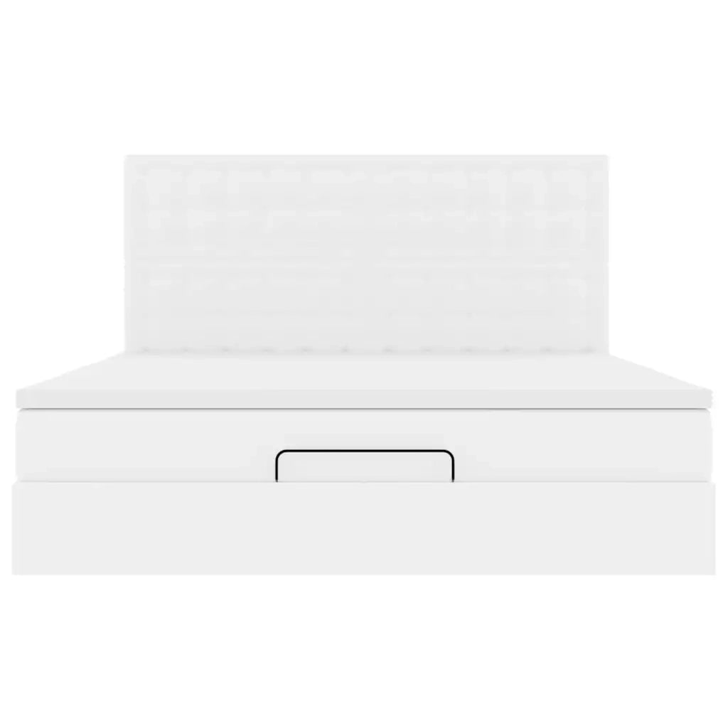 Struttura Letto Pouf con Materasso Bianco 160x200 cm Similpelle 3313012