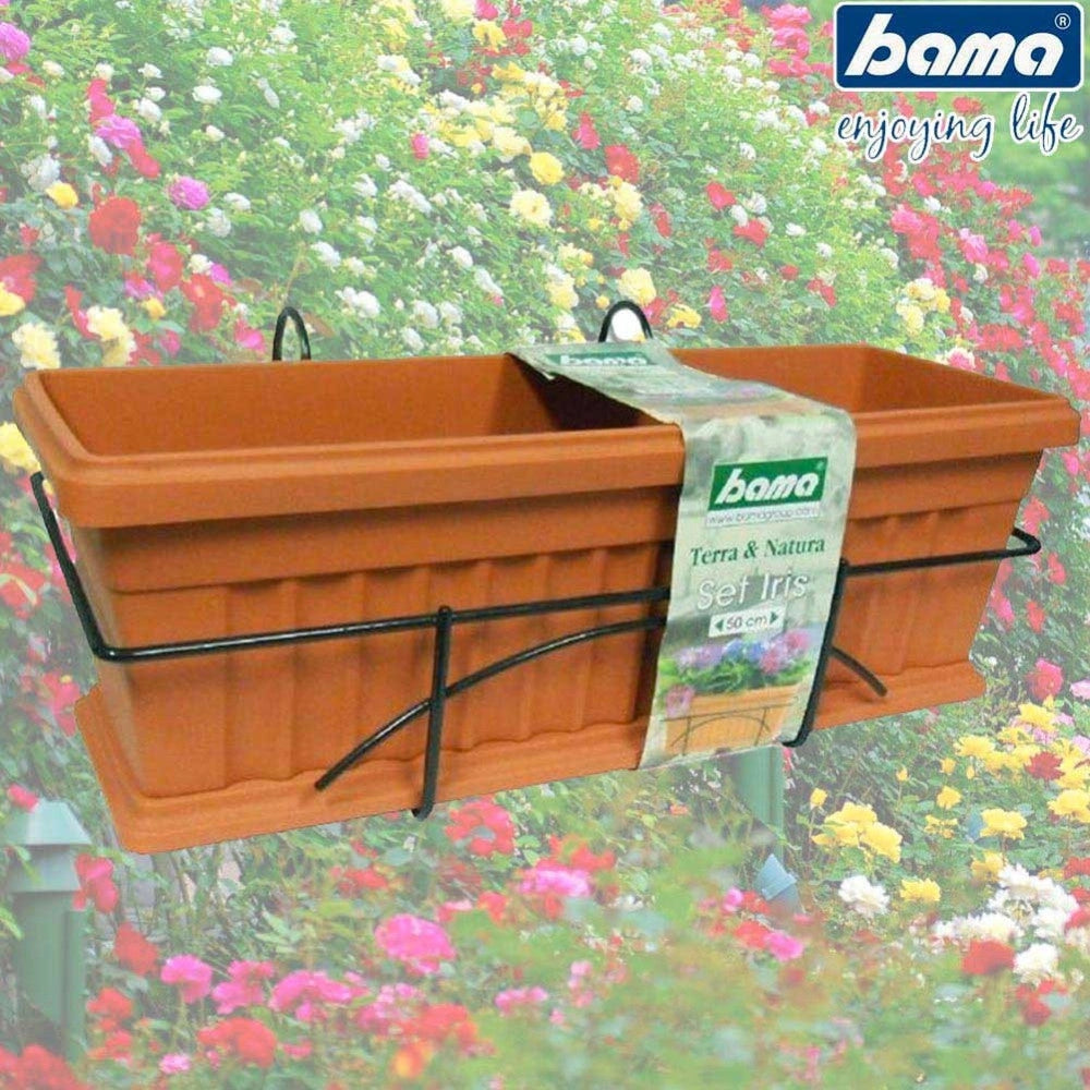 Trade Shop - Fioriera Da Balcone Ringhiera 40cm Balconetta Con Supporto E Sottovaso Completa -