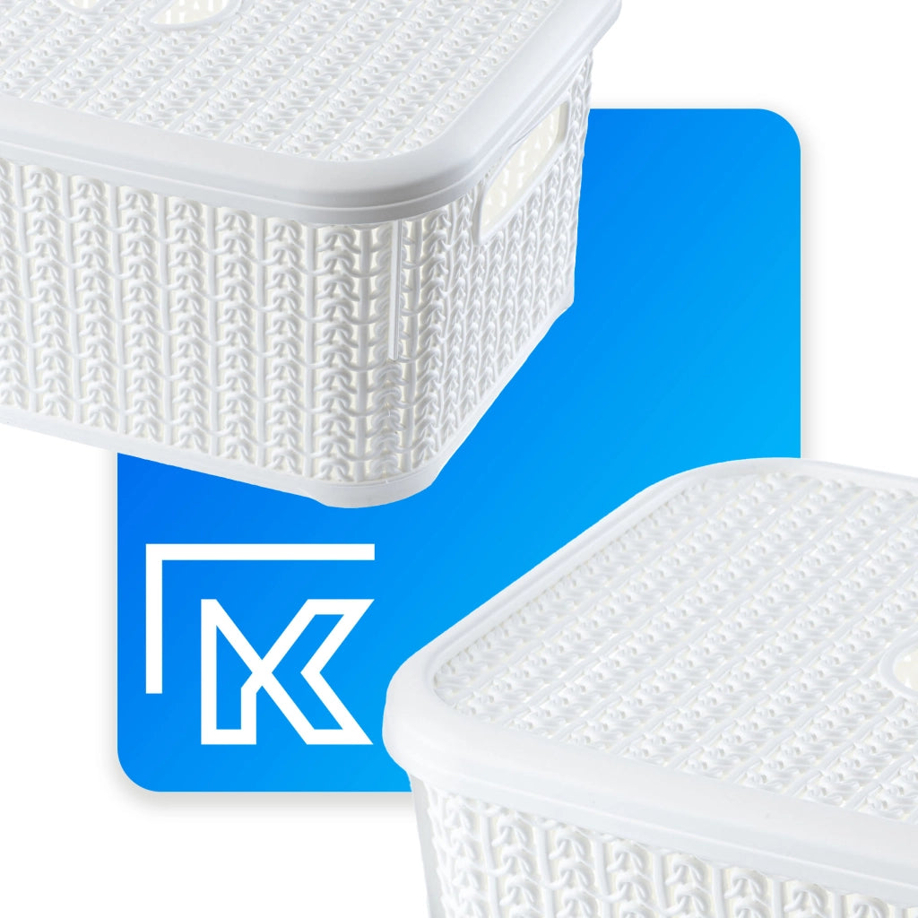 Set di 2 cestini organizer KADAX da 6 litri con coperchio.