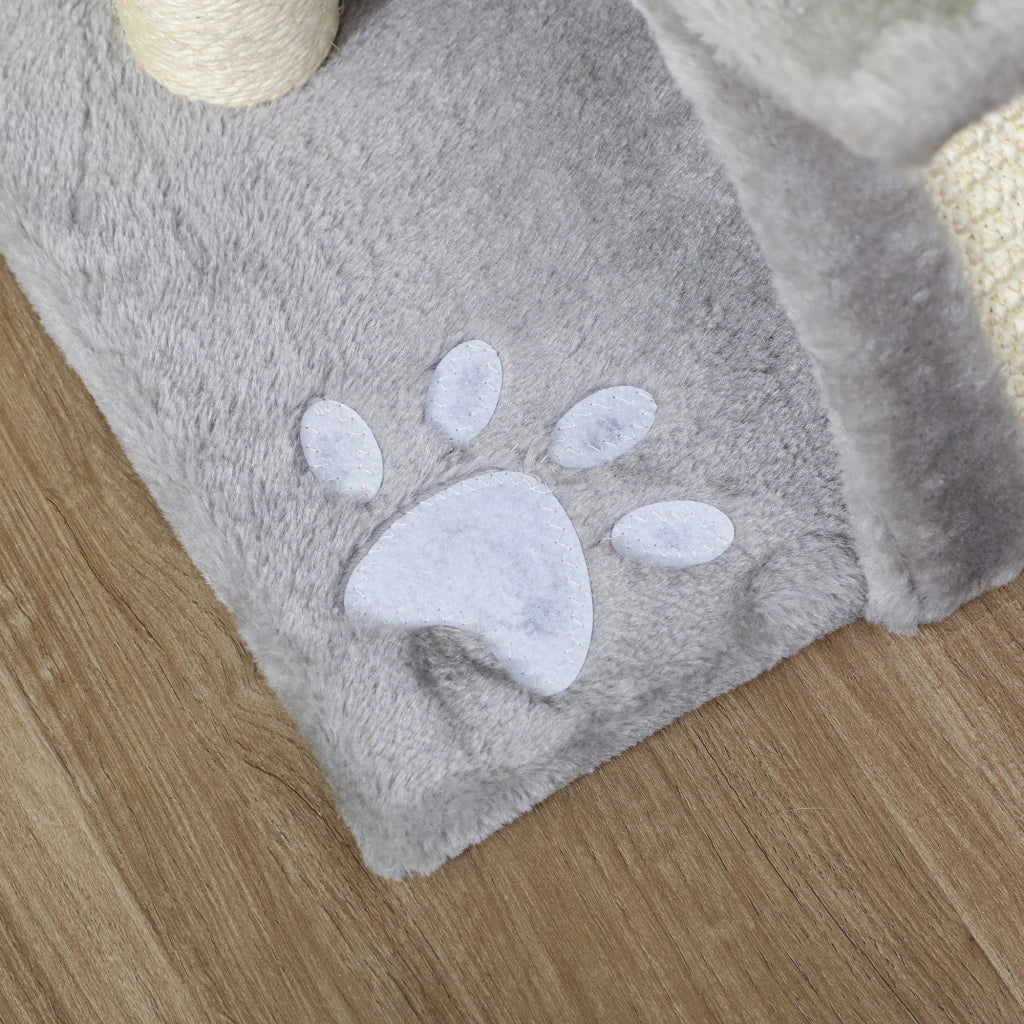 Tiragraffi per Gatti con Cuccia e Palline ¨C Minimal ¨C Grigio 40x30x43cm