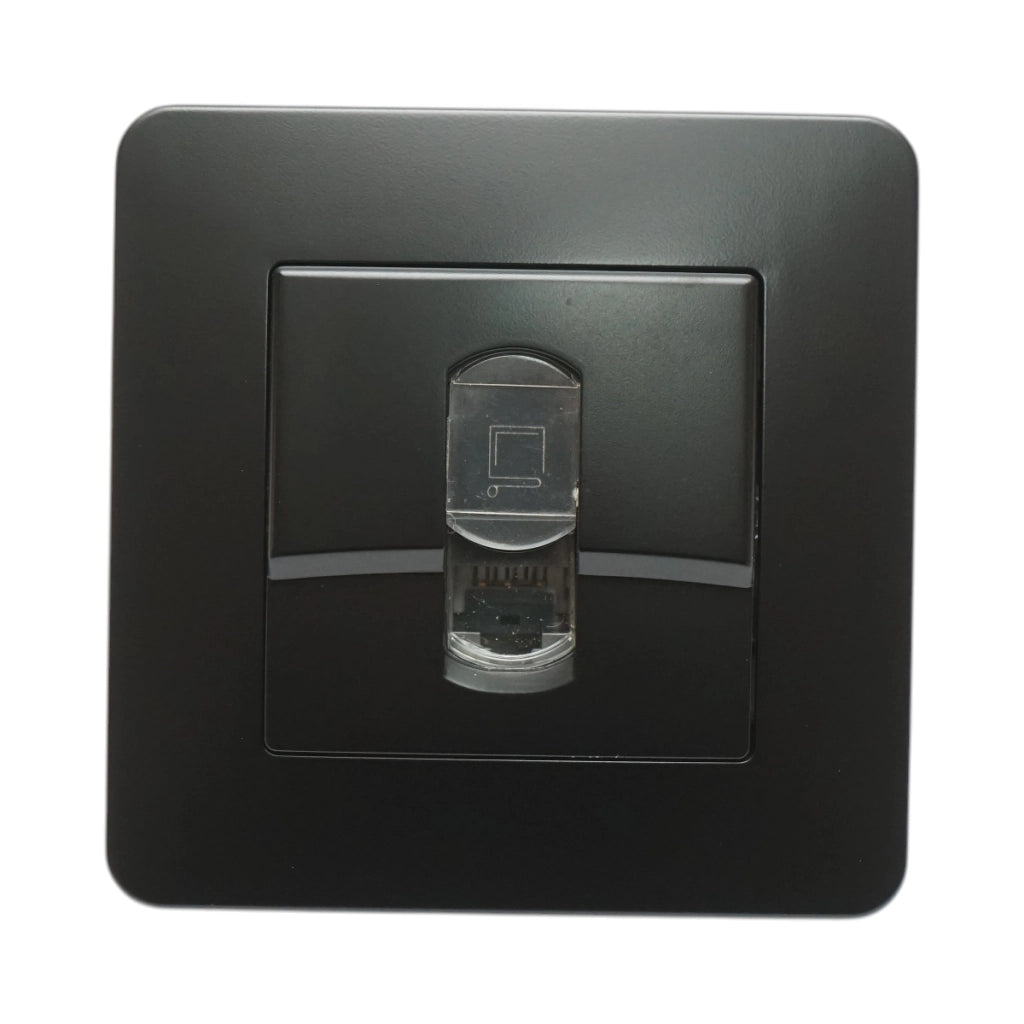 Presa internet RJ45 nera da incasso per PC 80x80mm