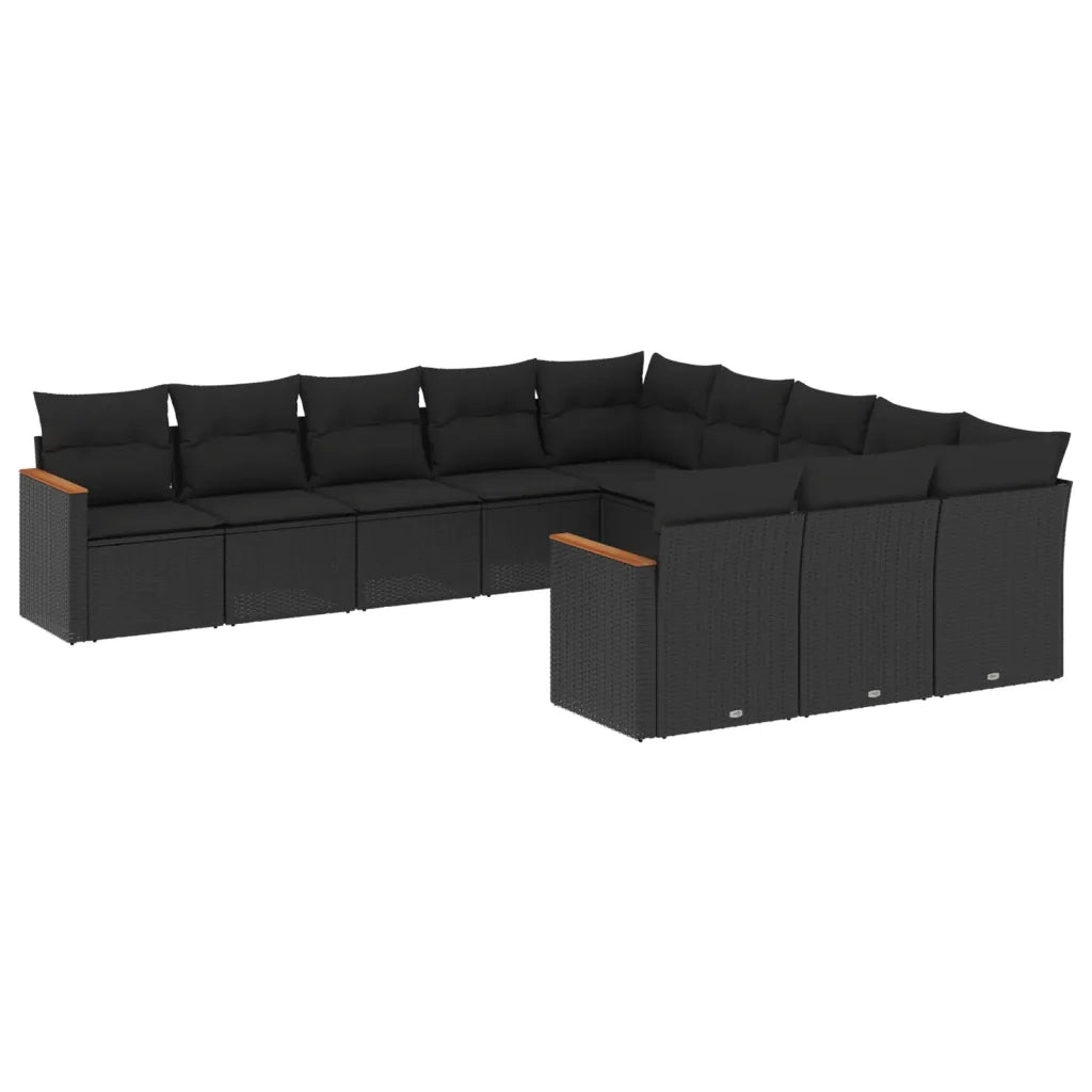 Set Divani da Giardino 11 pz con Cuscini in Polyrattan Nero 3226426
