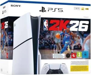 Console ps5 standard edition slim 1tb sony bundle nba 2k26 white italia - 0711719020073