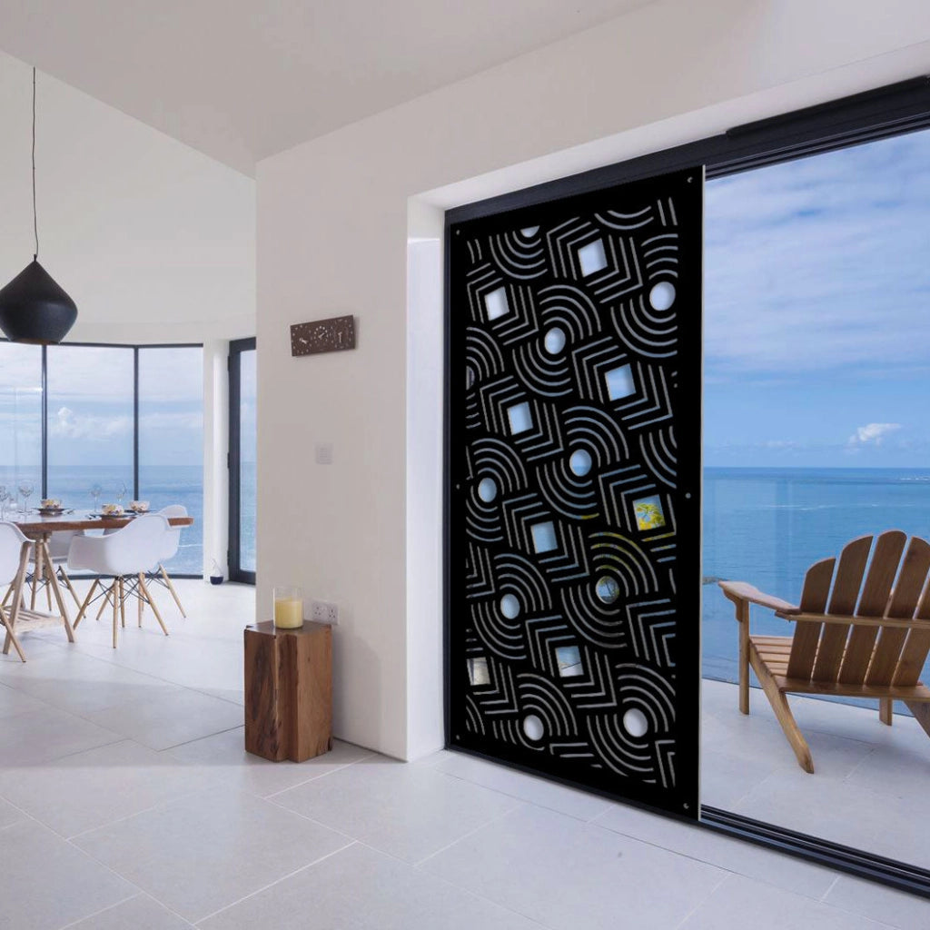 AIM - Pannello in PVC traforato - Parasole Misura: 98x198 cm, Colore: nero