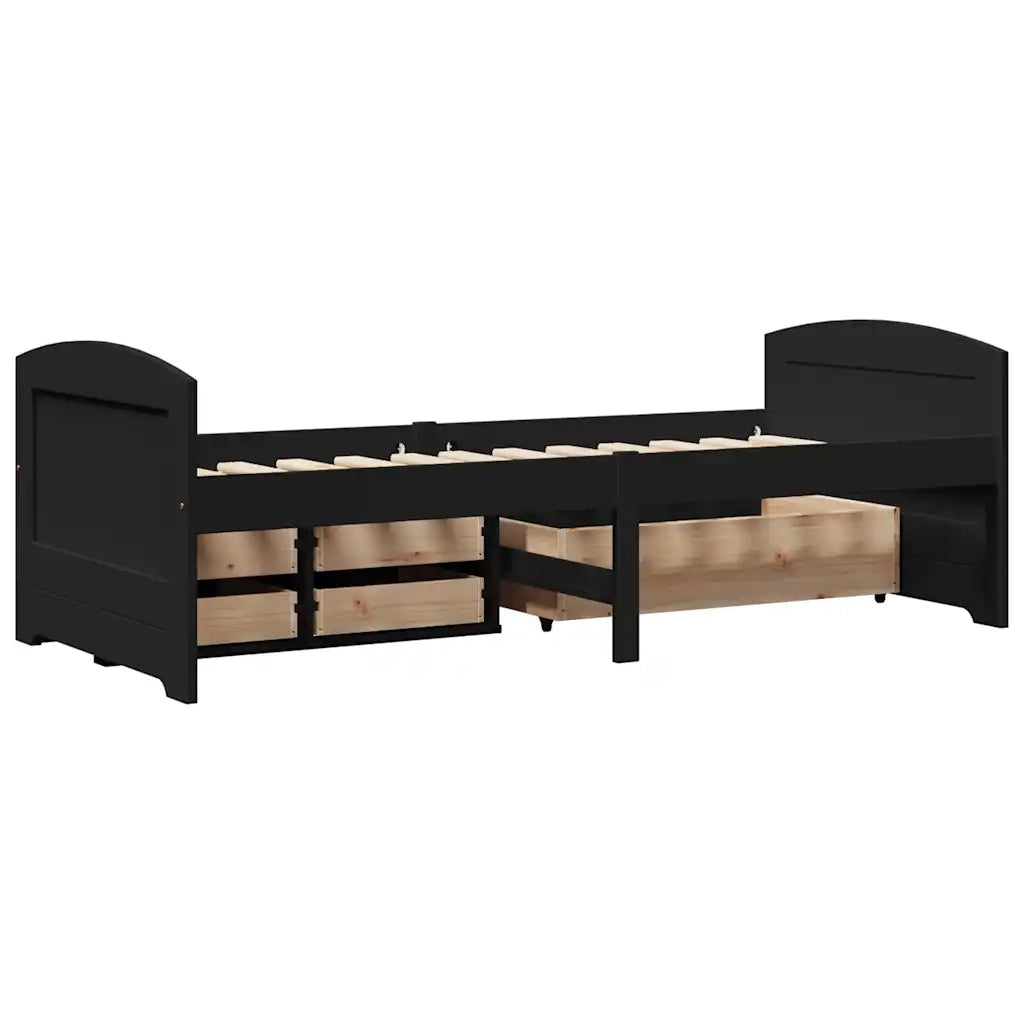 Dormeuse con 5 Cassetti senza Materasso-Divano Letto Nero 90x200 cm IRUN