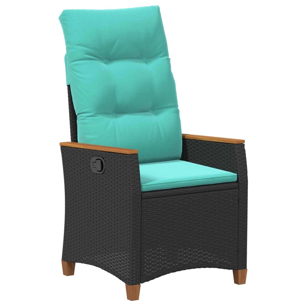 Sedia da giardino reclinabile Nero e Turchese polyrattan 42026868