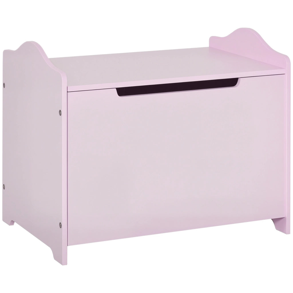 Cassapanca Portagiochi in Legno. Panca Contenitore per Cameretta Coperchio con Pistone Pneumatico. 60x40x48cm. Rosa