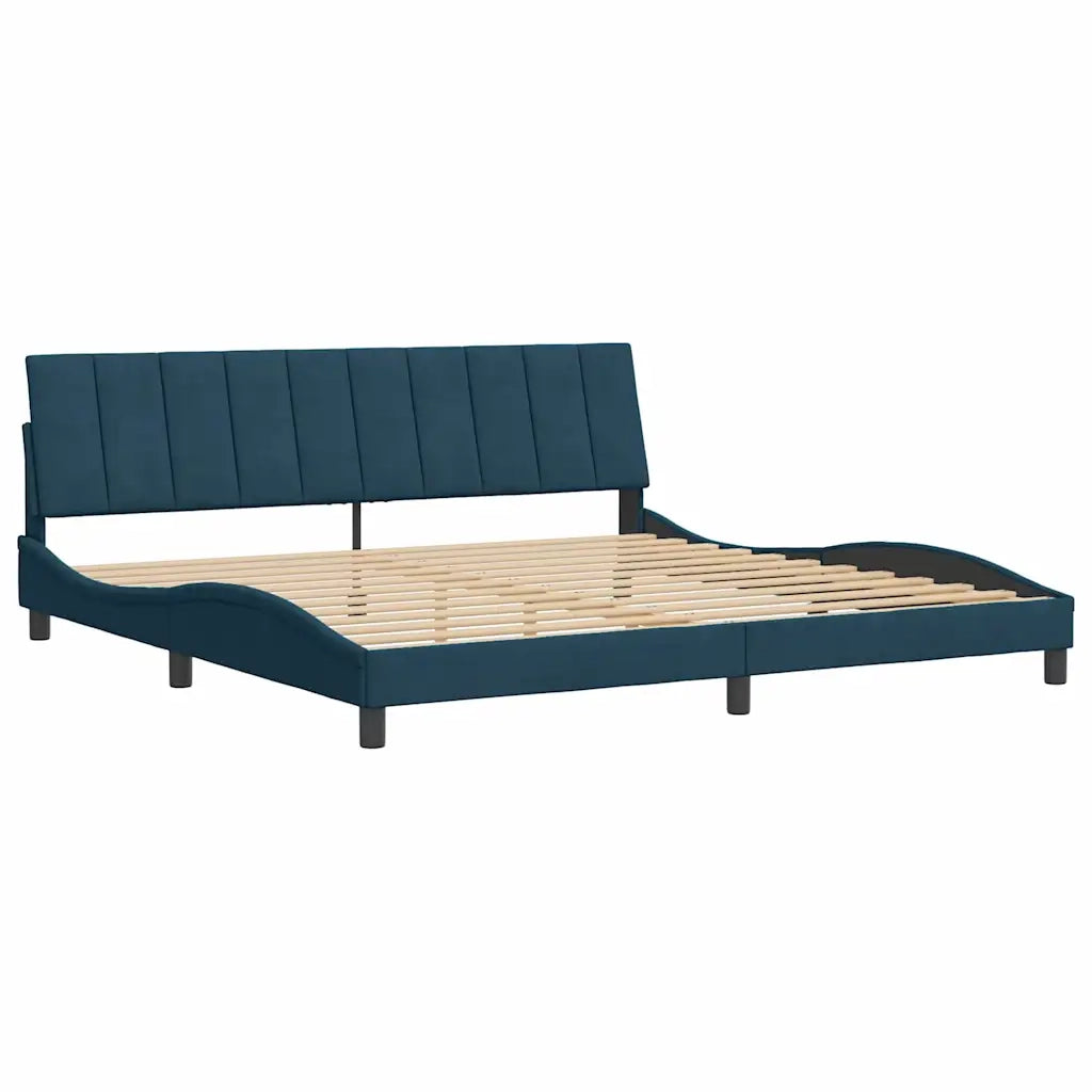 Letto matrimoniale | Letto per adulti | Giroletto senza Materasso Hanko Blu 200x200 cm in Velluto