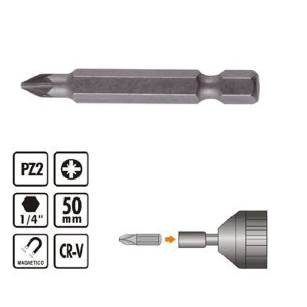 Trade Shop - Kit Di Bits 3pz Bit Inserti 50 Mm Per Avvitatore Gambo 1/4" Magnetico Cr-v 91936 -