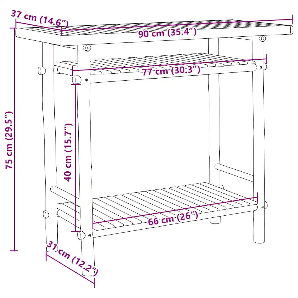 Tavolo Consolle | Tavolo d'Ingresso 90x37x75 cm in Bamb¨´