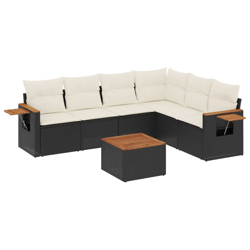 Set Divani da Giardino con Cuscini 7pz Nero Polyrattan 3259249