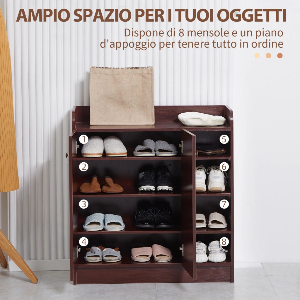 Scarpiera con ripiani aperti ¨C Xylo ¨C legno caff¨¨ 83x30x90cm