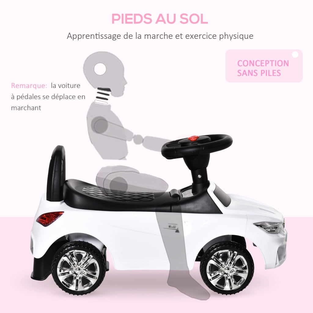 Cavalcabile Auto per Bambini ¨C Xylo ¨C Bianco con Contenitore Giochi e Luci