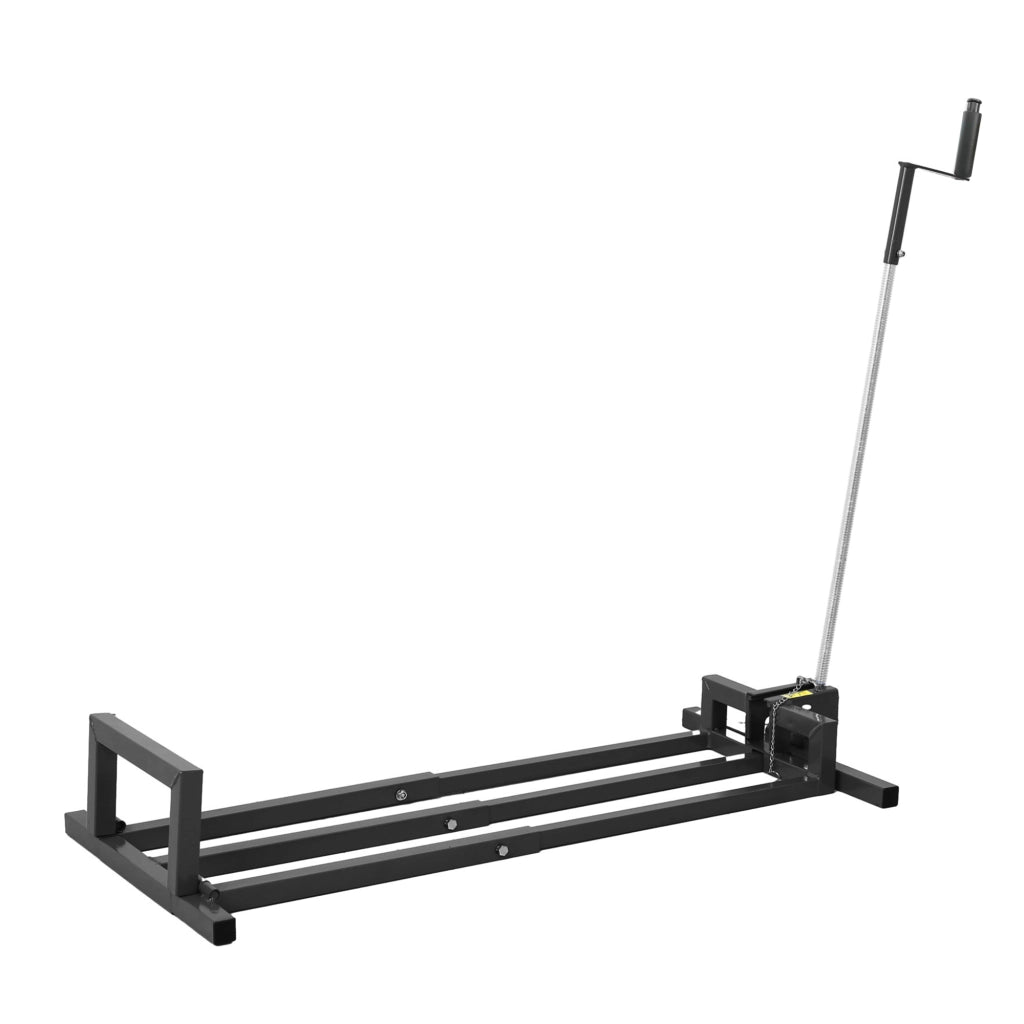 Sollevatore per trattorini rasaerba pieghevole telescopico in acciaio nero; portata 400 kg; per manutenzione