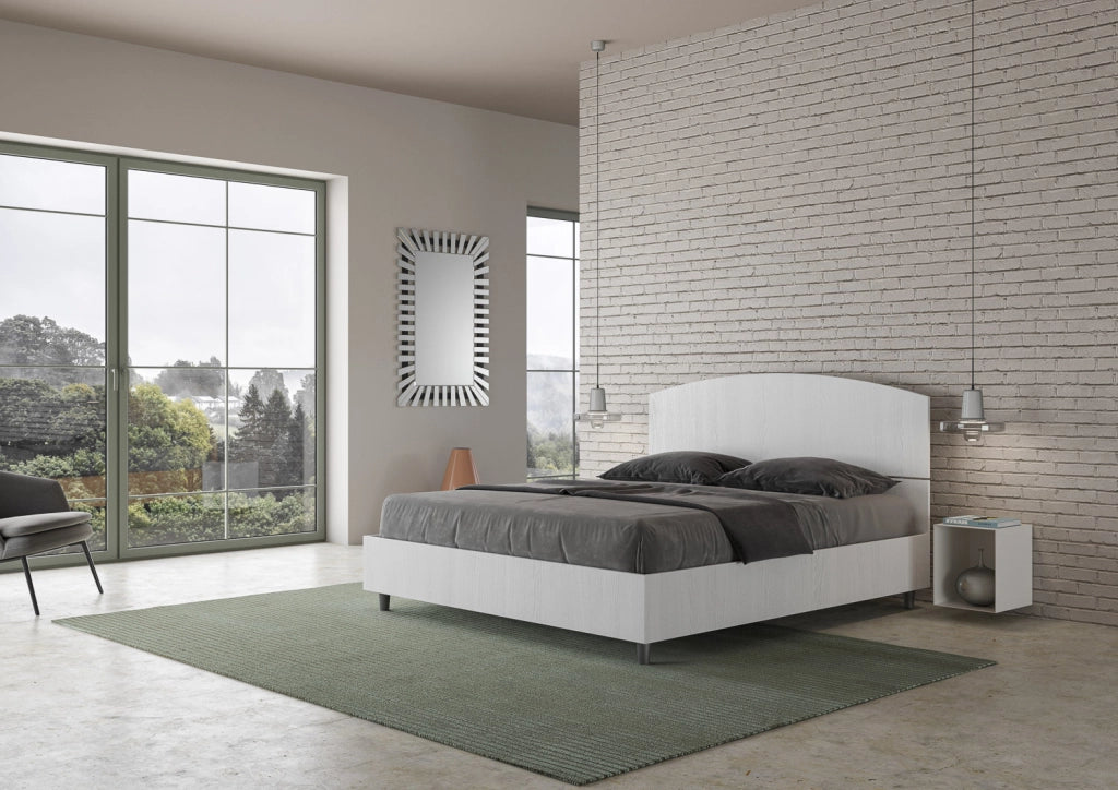 BS COM Letto matrimoniale senza rete 160x190 bianco frassino
