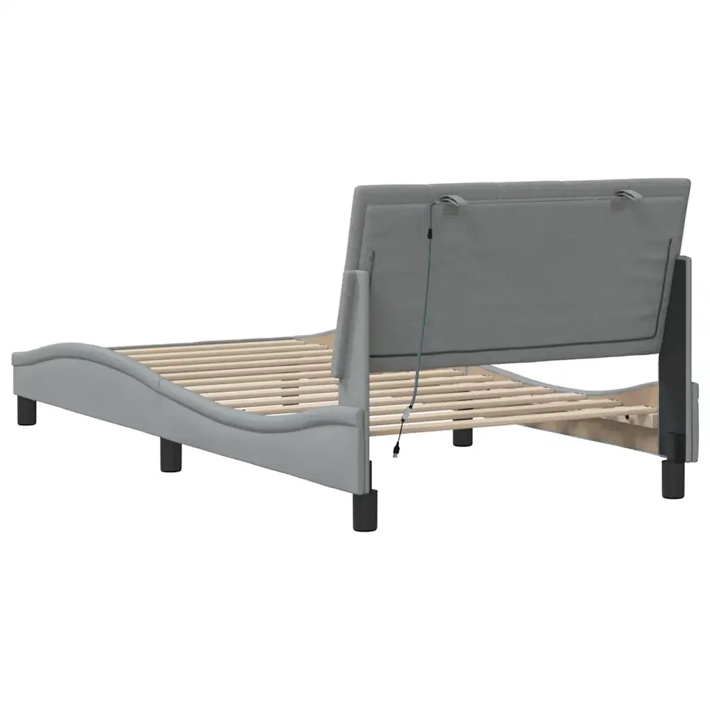 Letto singolo | Letto per adulti | Giroletto senza Materasso Hanko Grigio Chiaro 100x200 cm Tessuto