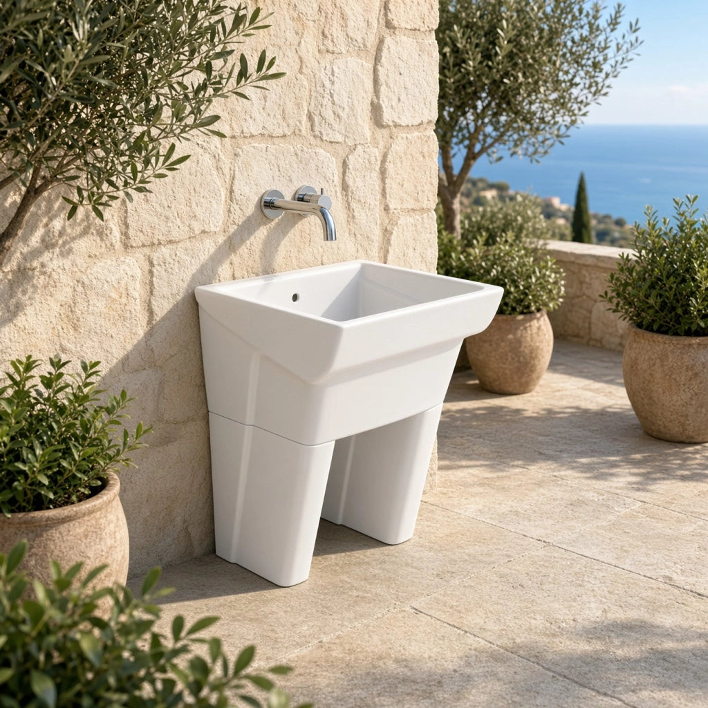 Lavatoio da appoggio in ceramica MESSICO 60x50 in ceramica bianco lucido Ceramica Dolomite