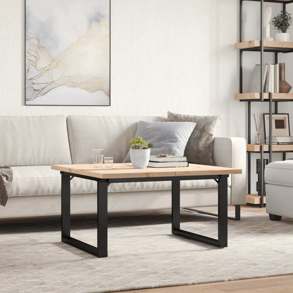 Tavolino salotto | Tavolino da caff¨¨ | Tavolino da Soggiorno Telaio a O 80x80x45,5cm Legno Pino e Acciaio