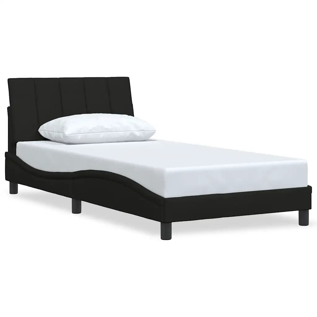 Letto singolo | Letto per adulti | Giroletto senza Materasso Hanko Nero 100x200 cm in Tessuto