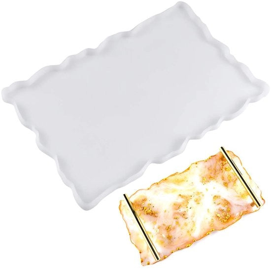 Forma per Dolci in Silicone 30x19 cm - Piattaforma Rettilinea - Supporti - Piatti Decorativi - Per Arte Epoxy