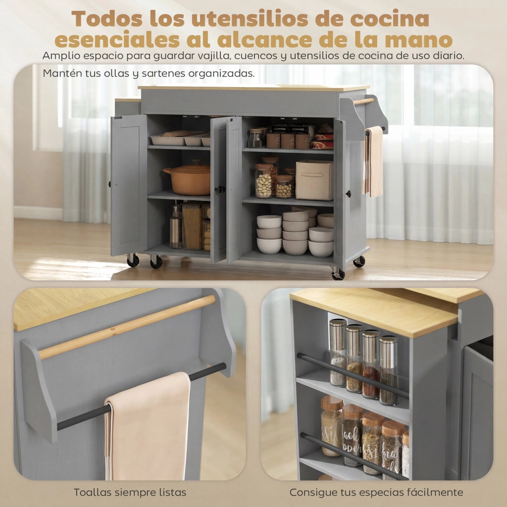 Isola Cucina con Ruote ¨C Zephmum ¨C Grigio