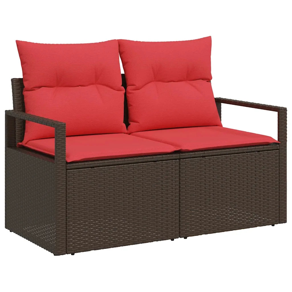 Set Divano da Giardino 7 pcs Beige e Rosso polyrattan 3354953