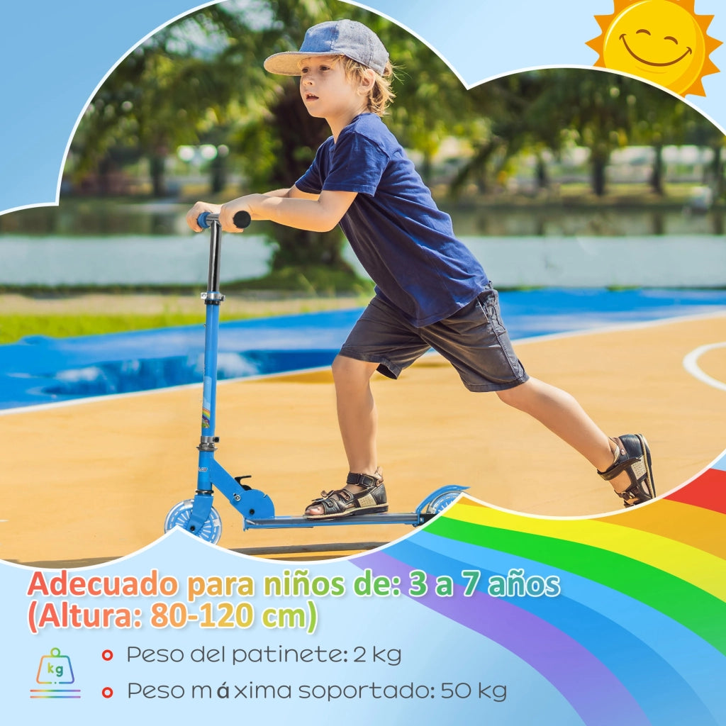 Pattinatore Pieghevole per Bambini con Luci e Musica ¨C Minimal ¨C Blu 67x32x65-78 cm