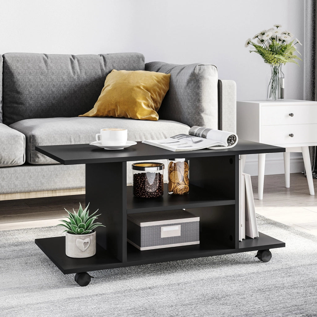 Mobile TV con ruote e ripiani ¨C zephmum ¨C 80x40x40 cm nero