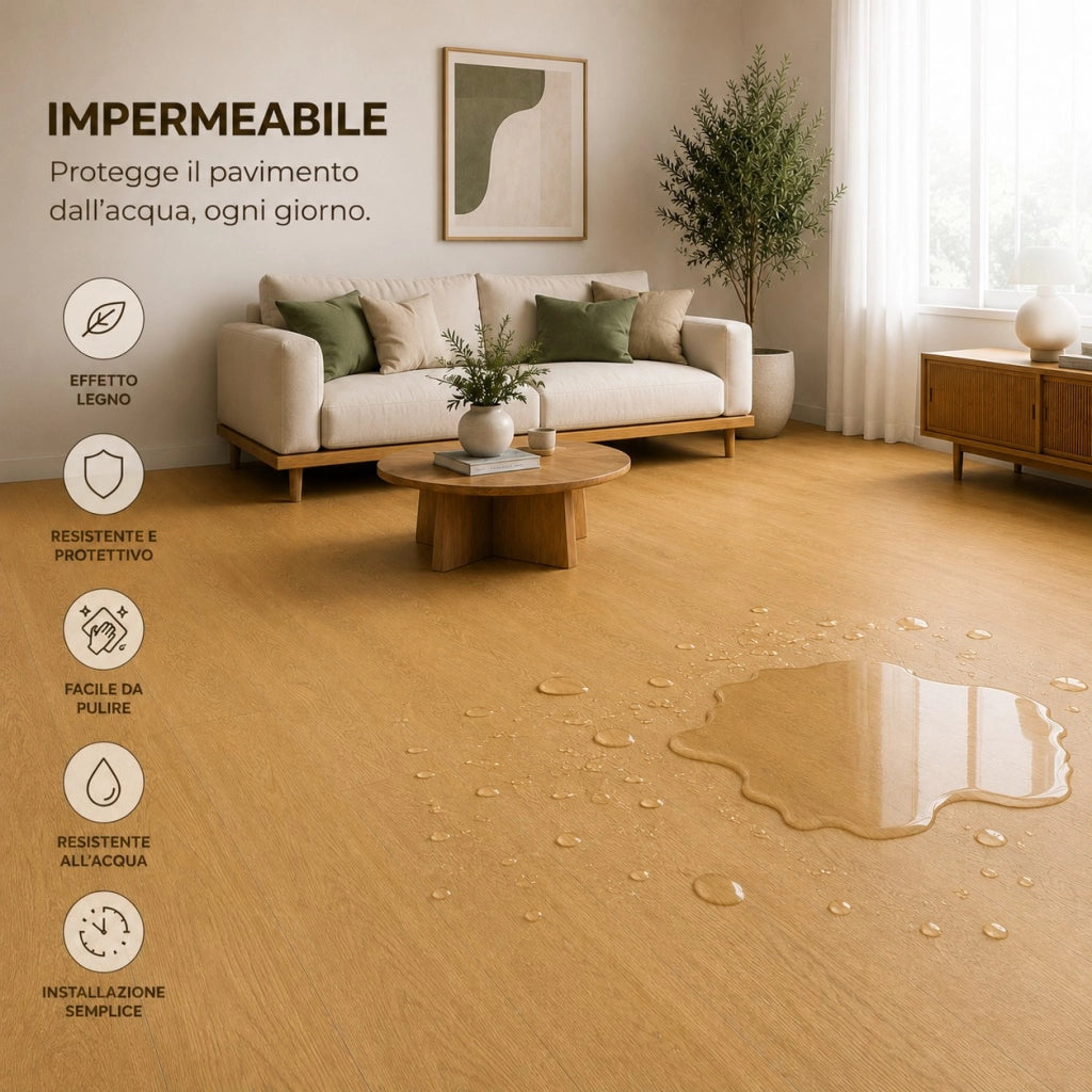 1 x 15 m (15 m²) Pavimento Vinilico a Rotolo Effetto Legno Sabbia Nordica – Spessore 2 mm con Feltro Fonoassorbente