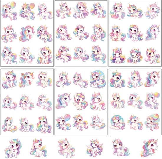 Sticker per Einhorn - 60 Stuks - Sticker in Vinile - Decorazione con Sticker - Sticker per Artigianato - Sticker di Abbellimento - Dimensioni 19.8 x 13.7 cm