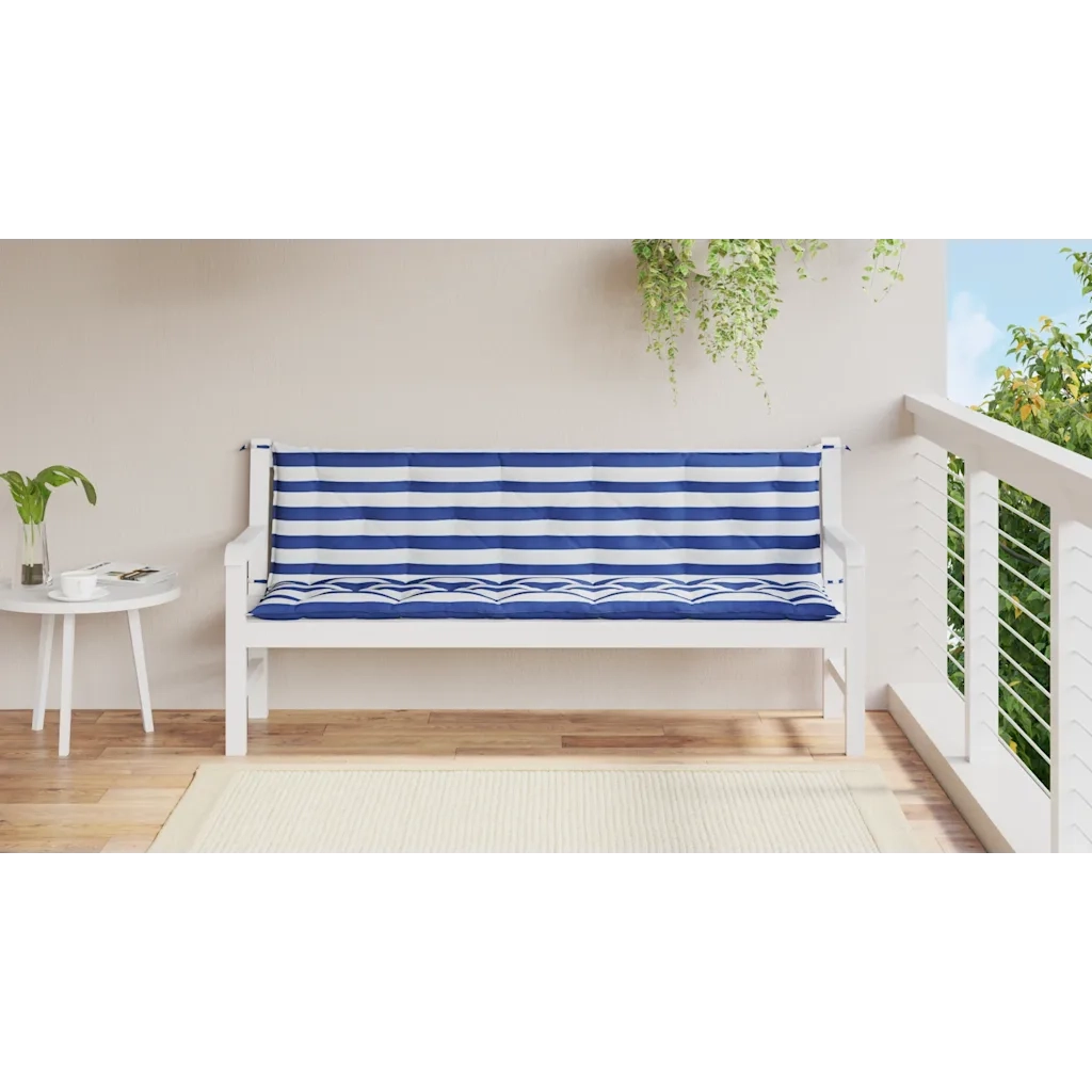 Cuscini per Panca 2 pz-Set di 2 Cuscini per panchina Strisce Blu e Bianche in Tessuto Oxford
