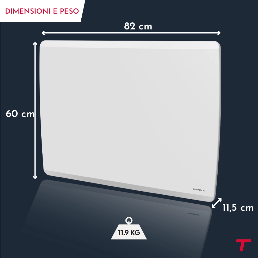 Radiatore elettrico Thomson WiFi con ceramica secca e inerzia a film, termostato intercambiabile, molibdeno da 2000 W
