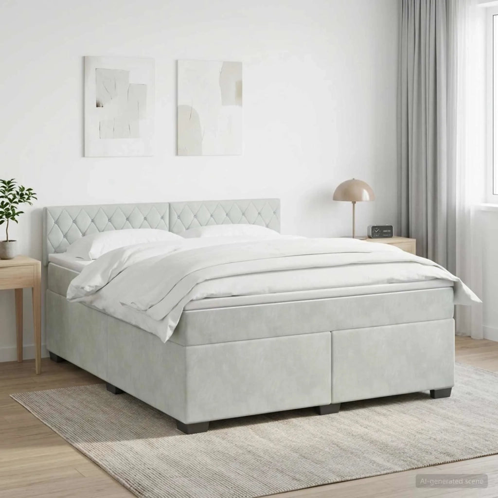 Letto box spring con materasso Grigio Chiaro 140 x 200 cm 3450722