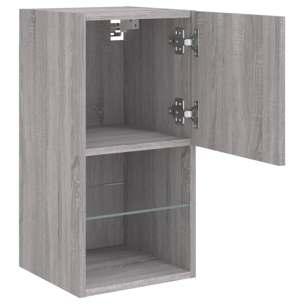 Mobile TV con Luci LED-Credenza per TV Grigio Sonoma 30,5x30x60 cm