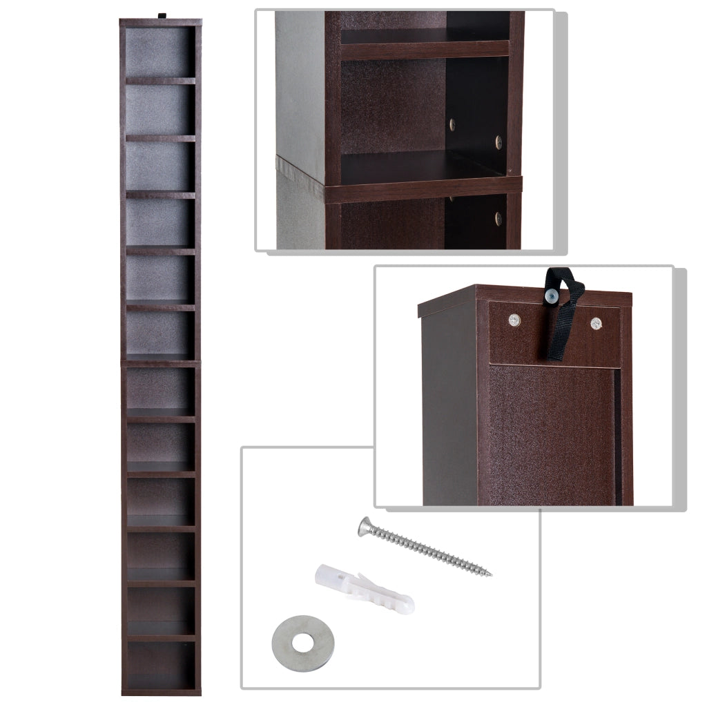Libreria per CD e DVD ¨C zephmum ¨C marrone 21x20x175 cm