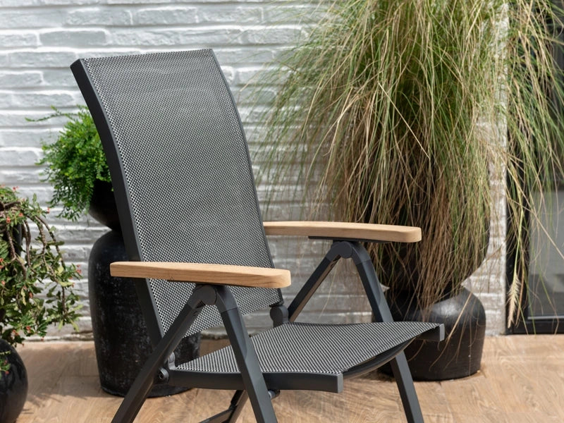 Essence - Poltrona pieghevole - ALU con braccioli in teak