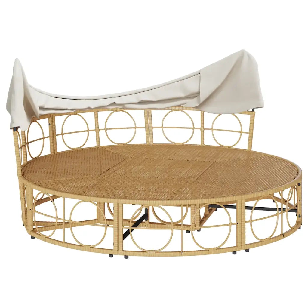 Lettino Prendisole Esterno Tetto e Cuscini in Polyrattan 4108235