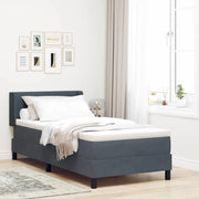 Letto a molle con materasso Grigio scuro 190 x 90 cm Poliestere