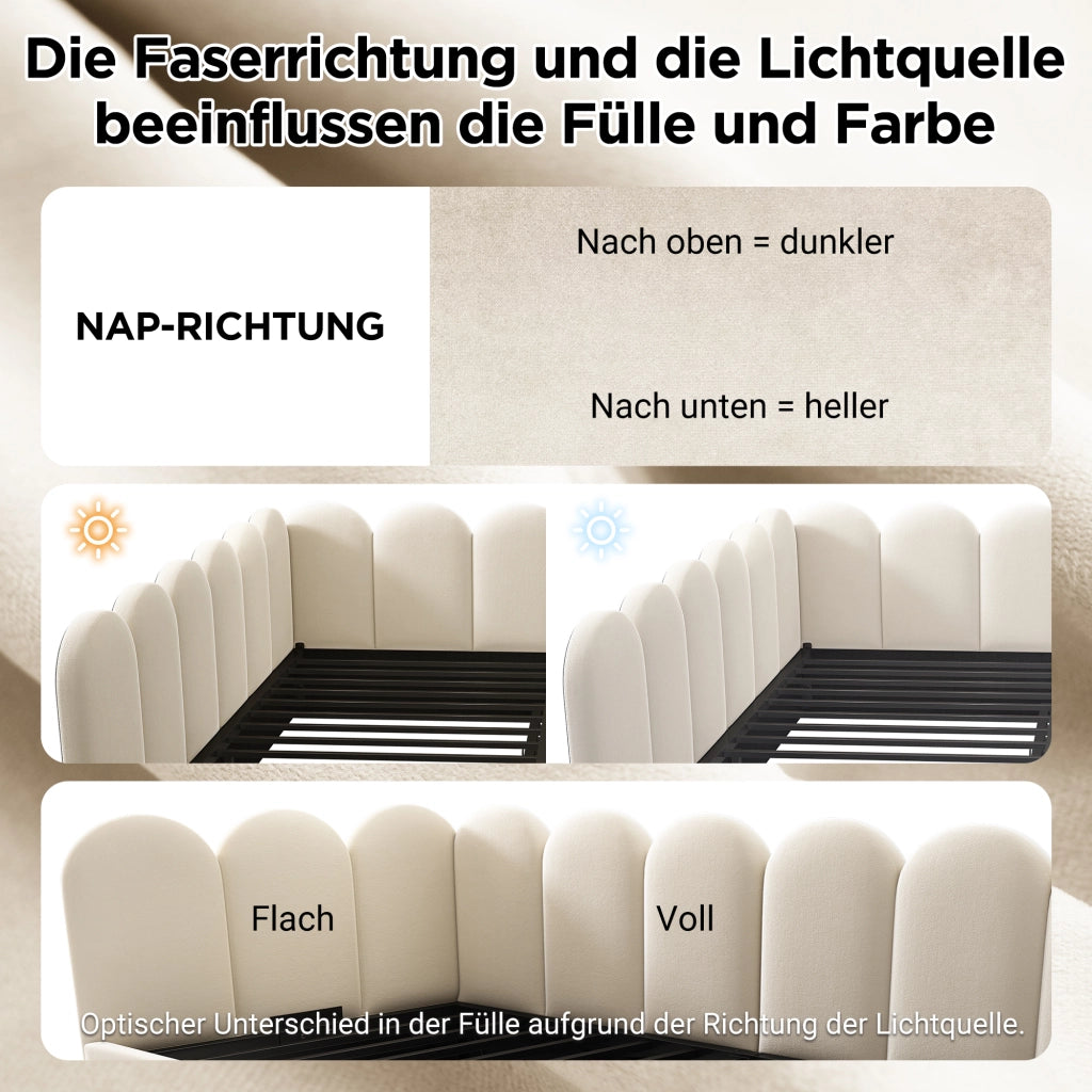 Daybed singolo – 90x200 cm – estraibile 90x190 rete – velluto beige