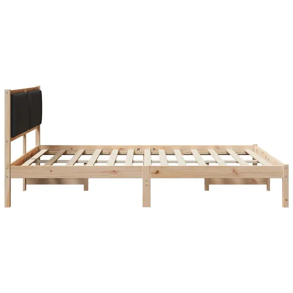 Letto con Testiera Rivestita Nero 150 x 200 cm Pino massello 878251