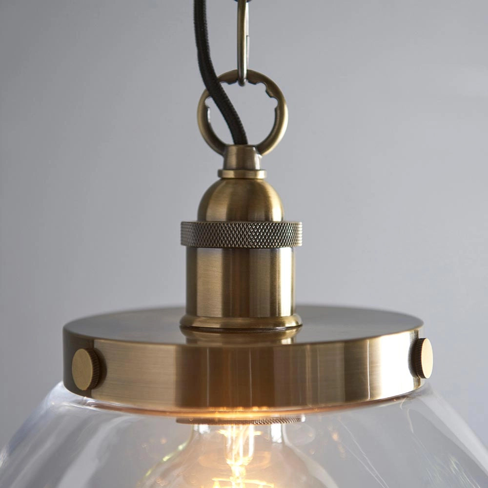Lampada a sospensione industriale ottone antico E27 Endon