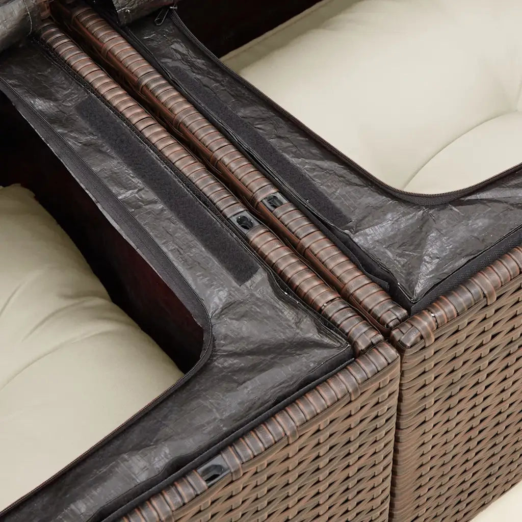 Divano da Giardino a 2 Posti con Cuscini in Polyrattan Marrone 366223