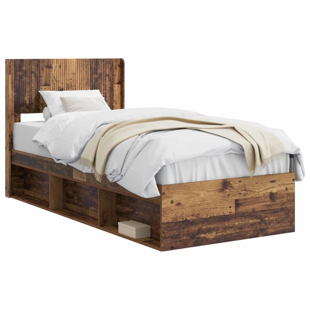 Struttura del letto con stoccaggio e testata Legno antico 3414249