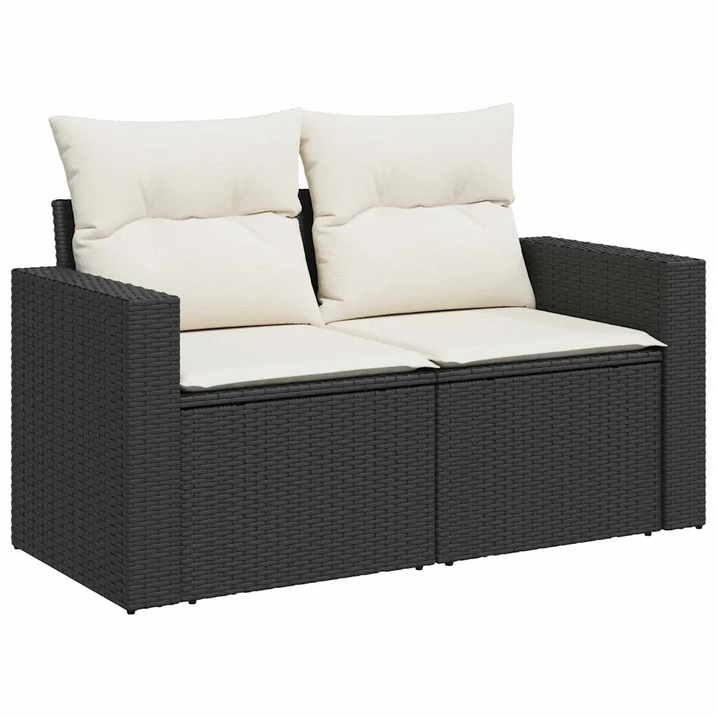 Set Divano da Giardino con cuscino 9 pcs Nero e crema 3363520