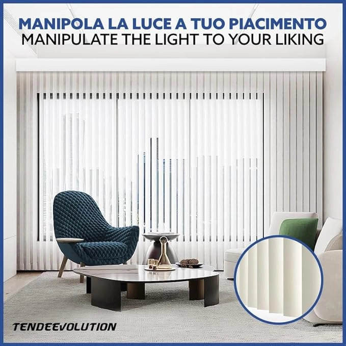 Tenda Verticale Shantung 127mm - Colore Grigio Chiaro 58, Attacco Parete - Larghezza 4m x Altezza 3m - Apertura Sinistra - Per Casa E Ufficio