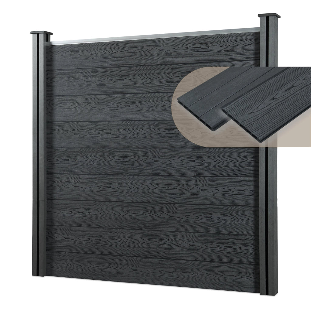 Recinzione in WPC Segovia per Giardino Staccionata Frangivista Alta 183 cm Lunga 187 cm Grigio NEU.HOLZ