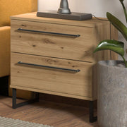 Cerignone, Comodino 2 Cassetti, 45.5x35x54h cm Marrone Rovere Nodi