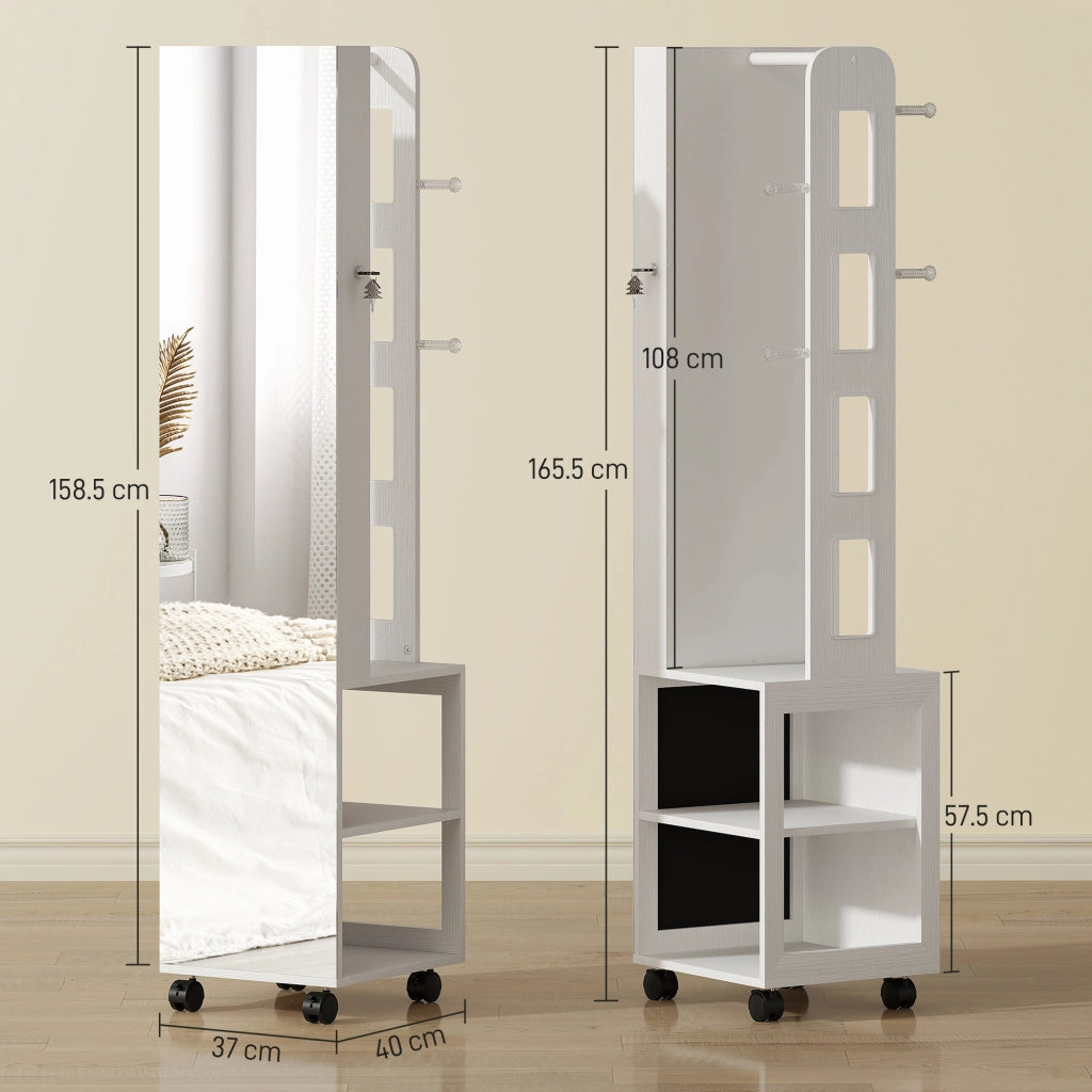 Armadio con Specchio, Luce LED e Ripiani ¨C Minimal ¨C Nero 37x40x165.5 cm