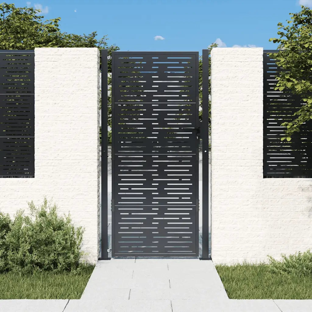 Cancello da giardino antracite 100x175 cm in acciaio design quadrato 153194